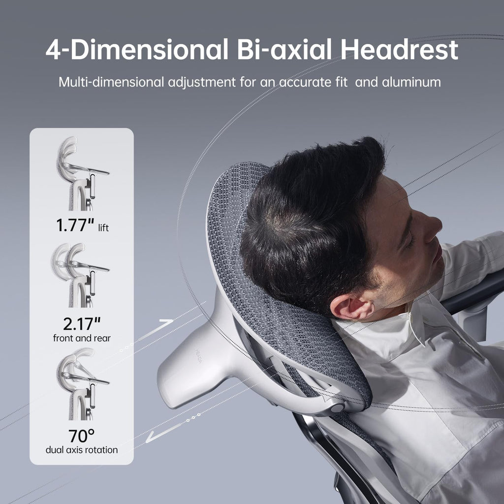 Hbada E3 Ultra Ergonomic Chair, with 3-Zone Dynamic Lumbar Support, 360° Mechanical Armrest, 4D Adjustable Headrest, Aluminum Alloy, Mesh Chair Grey