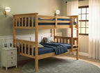 Solid Wood Twin Over Twin Bunk Bed with Ladder and Safety Rails – Durable Pine Wood Kids Bed Frame, Available in White, Grey, and Honey Finishes
